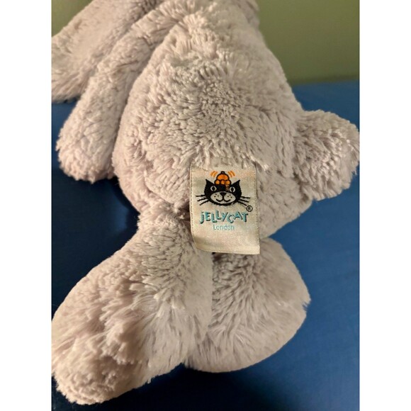 Jellycat London Grey Bashful Bunny Easter Stuffed Toy Floppy Ears Pink Nose - Picture 3 of 5